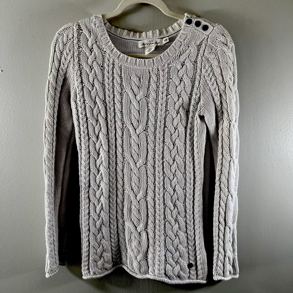 Rory Gilmore Girls Cable Knit Sweater XS Cream Fisherman Preppy Light Academia